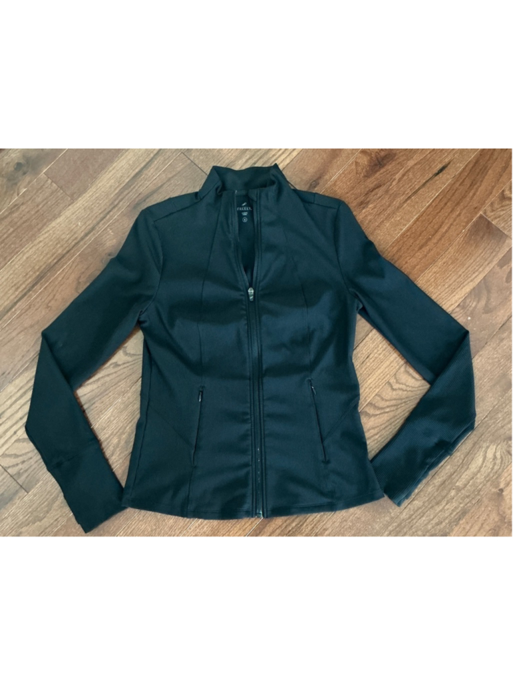 Women's FREELY Black Ribbed Full-Zip Jacket S - Picture 1 of 6